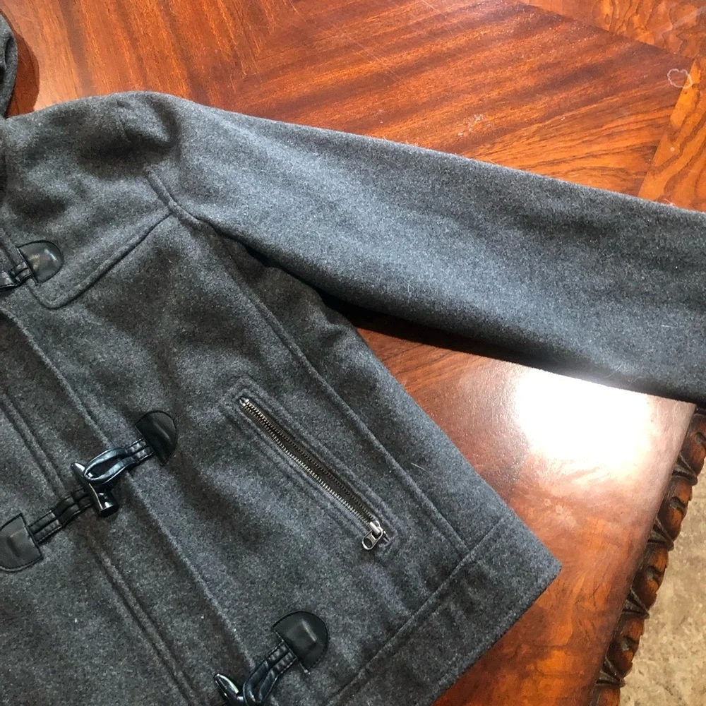 Gap Kids gray hooded coat faux fur hood‎ warm winter jacket Size X-large
